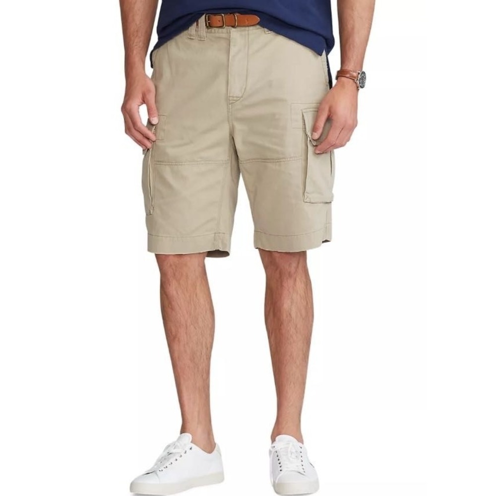 Polo Ralph Lauren Men's Tan Khaki Cargo Shorts 100% Cotton - Size 36